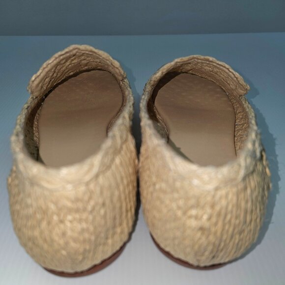 Vince Davis Loafer Womens 9 Natural Raffia Woven Slip On Flats Summer Designer - Picture 11 of 14
